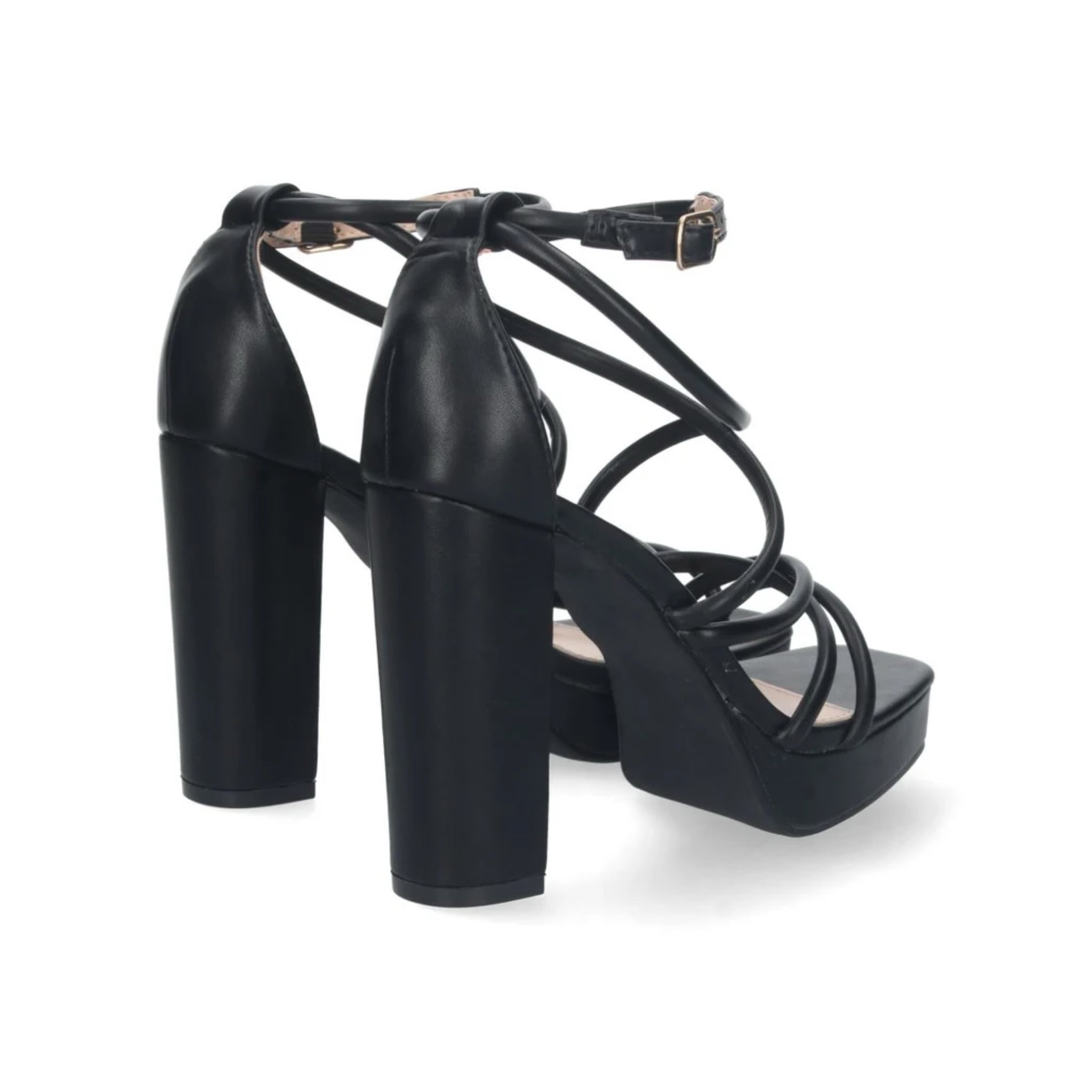 JAQUELINE · SANDALIAS DE TACÓN CON TIRAS CRUZADAS Y PLATAFORMA