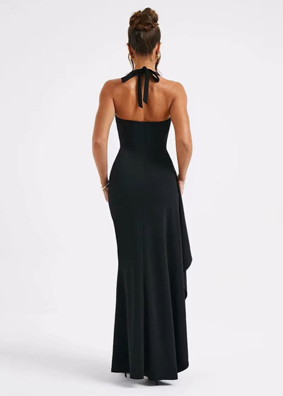 MARIE · VESTIDO MAXI CON ESCOTE EN V Y ESPALDA DESCUBIERTA