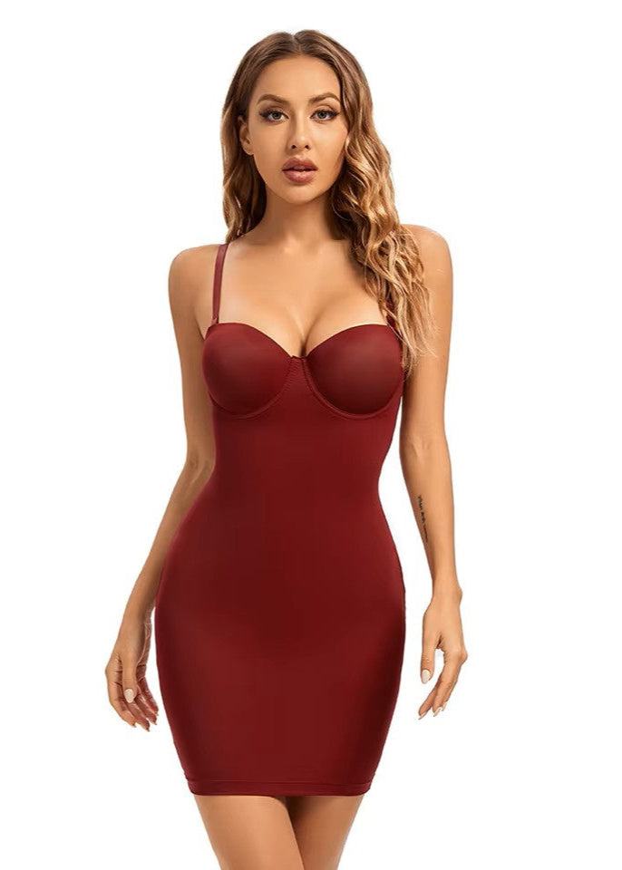 DUNA · VESTIDO MINI CEÑIDO CON ESCOTE Y COPAS CON AROS