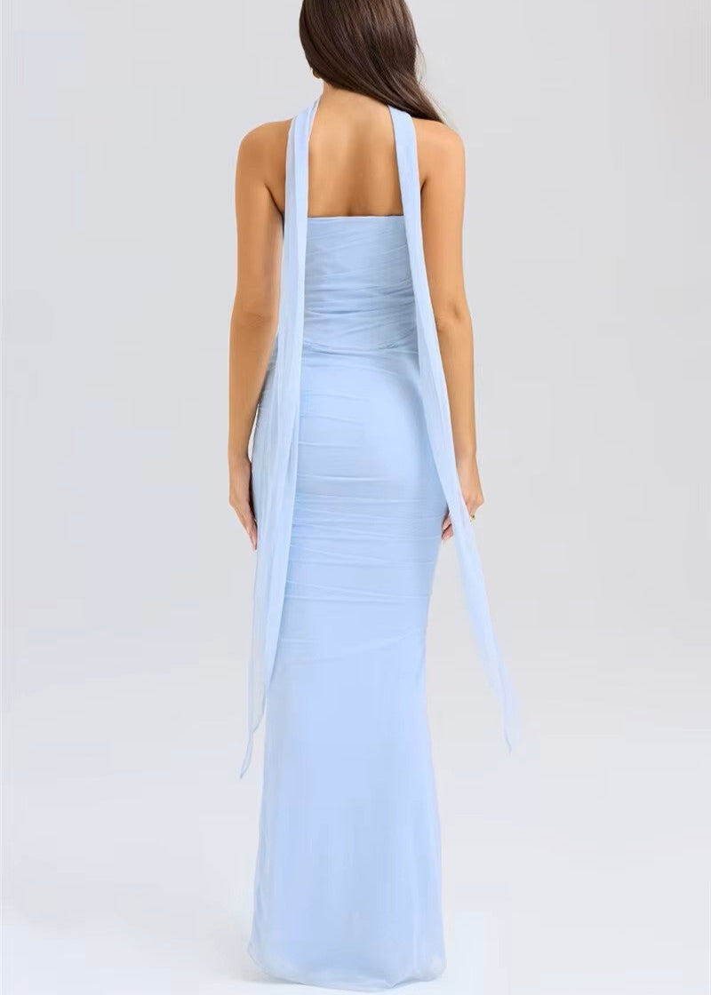 NINA · CONJUNTO DE TOP ENCORSETADO Y FALDA MAXI CON CHAL LIGERO