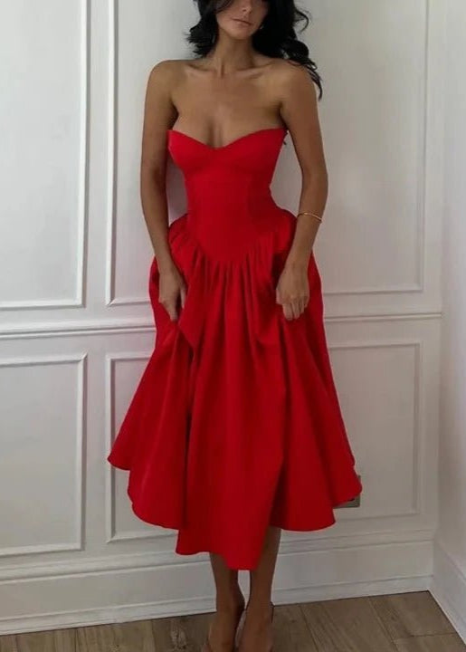 AMELIE - VESTIDO MIDI ENCORSETADO ROMANTICO - MALIBUBARCELONA