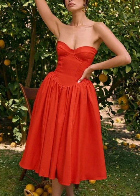 AMELIE - VESTIDO MIDI ENCORSETADO ROMANTICO - MALIBUBARCELONA