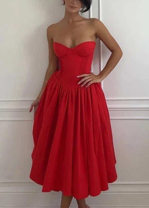 AMELIE - VESTIDO MIDI ENCORSETADO ROMANTICO - MALIBUBARCELONA