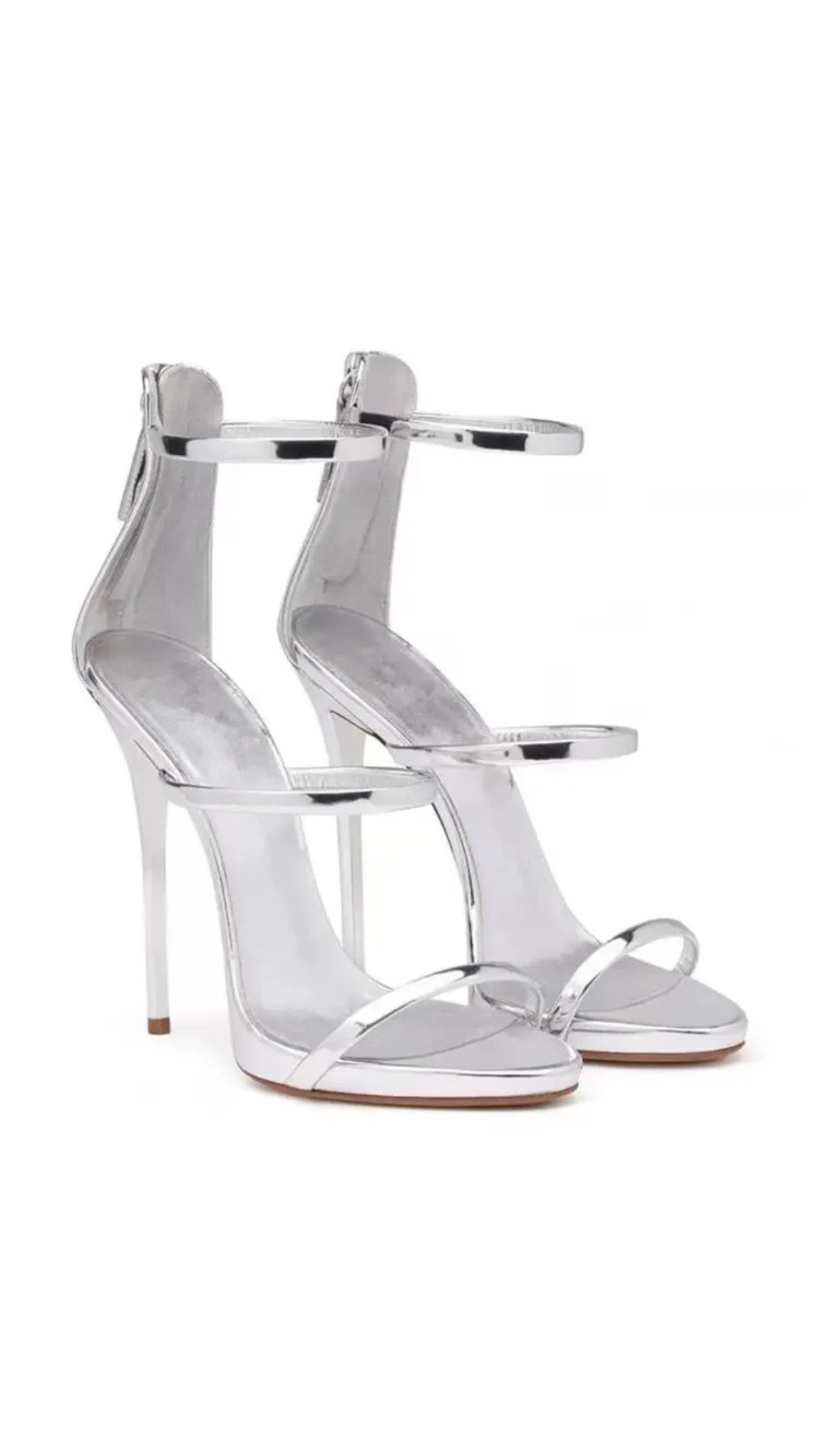 sandalias tacón tiras elegantes mujer plateado