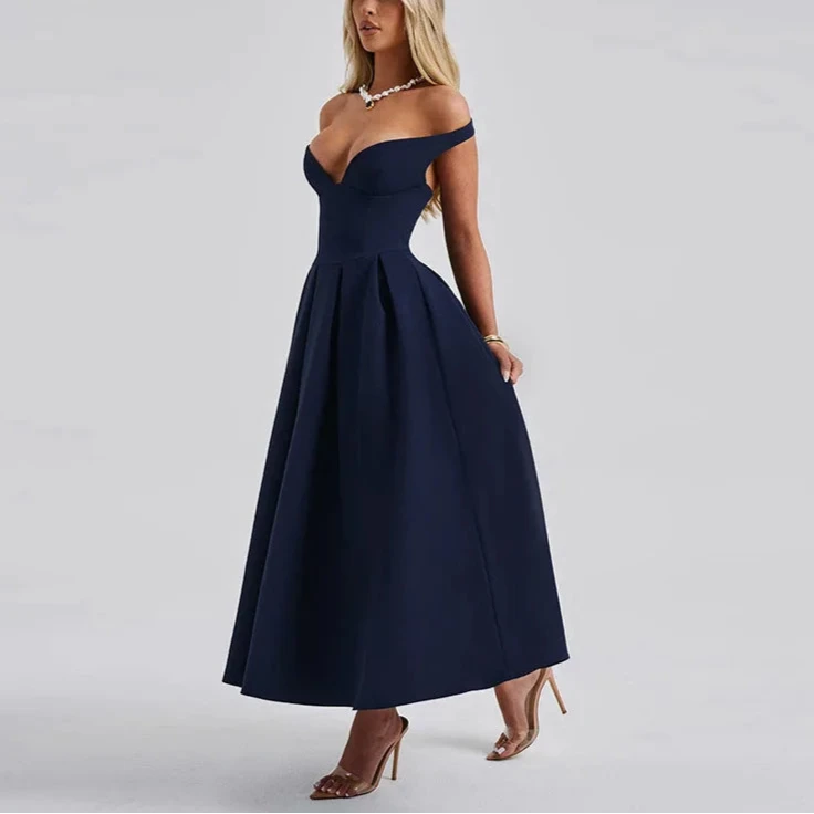 MICAELA - VESTIDO MIDI ESCOTE EN V