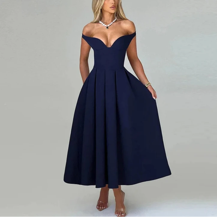 MICAELA - VESTIDO MIDI ESCOTE EN V